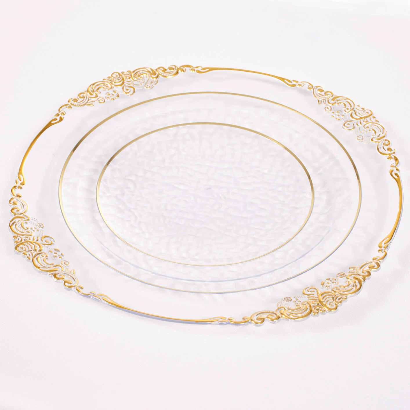 Charger Plate - Clear with Antique Gold Trim (33cm) - Image 5