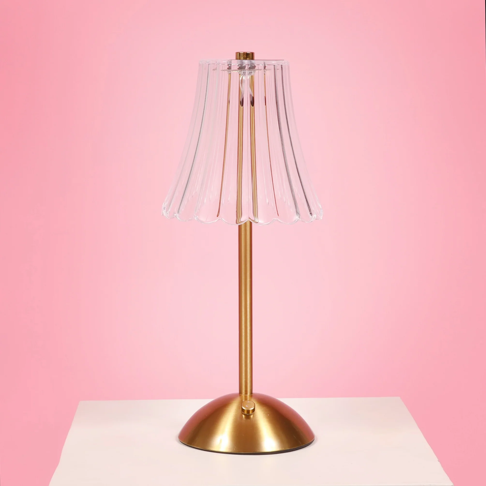 Portable Rechargeable Table Lamp - Clear Ribbed Shade - Image 3