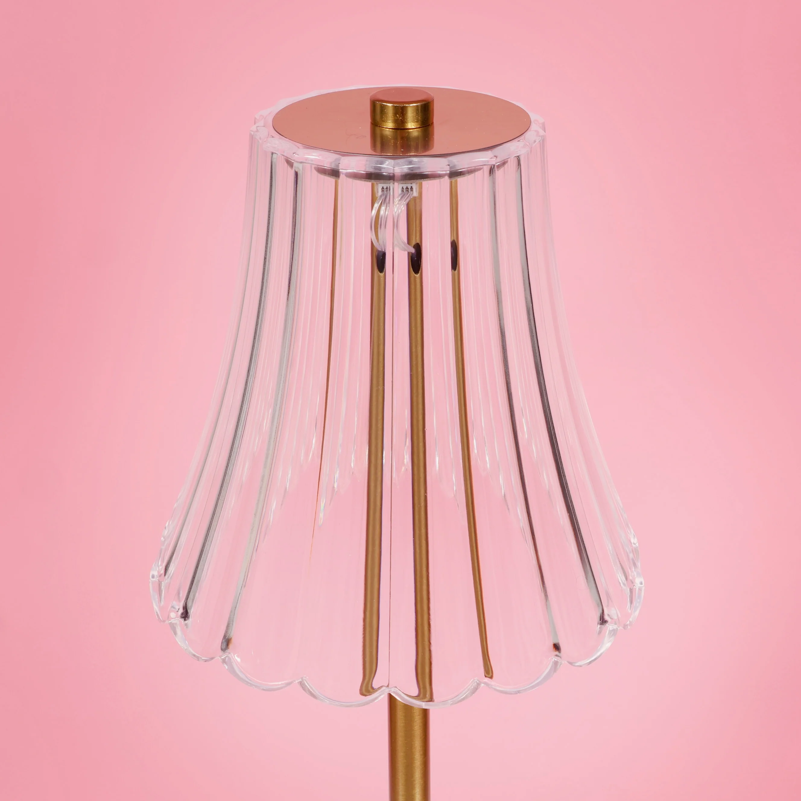 Portable Rechargeable Table Lamp - Clear Ribbed Shade - Image 4