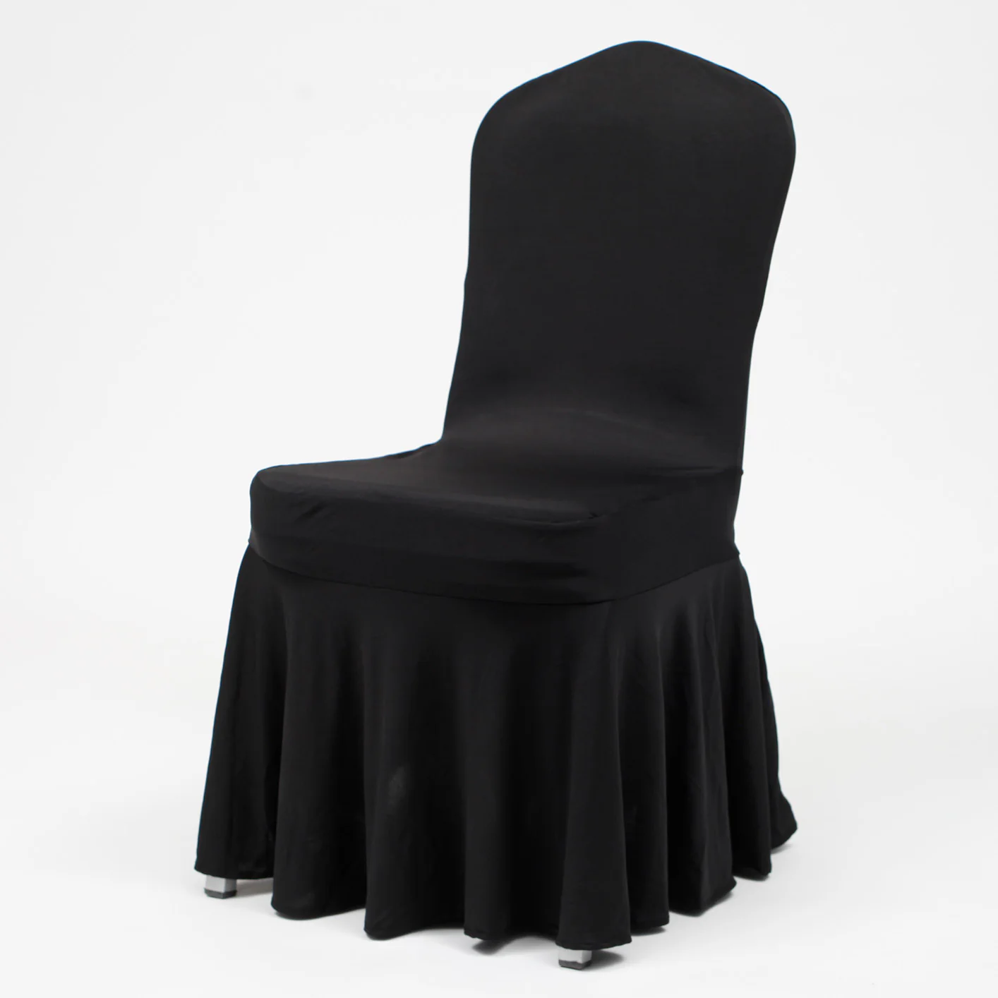 Princess Lycra Chair Covers With Pleats - Black (190gsm)