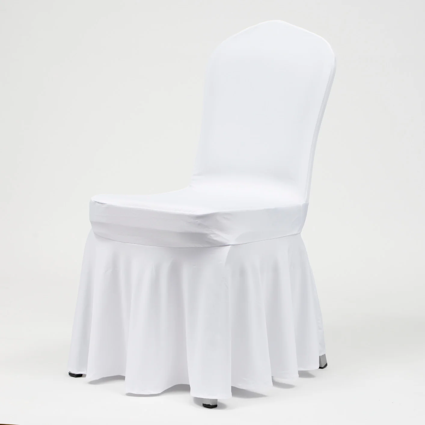 Princess Lycra Chair Covers With Pleats - White (190gsm)
