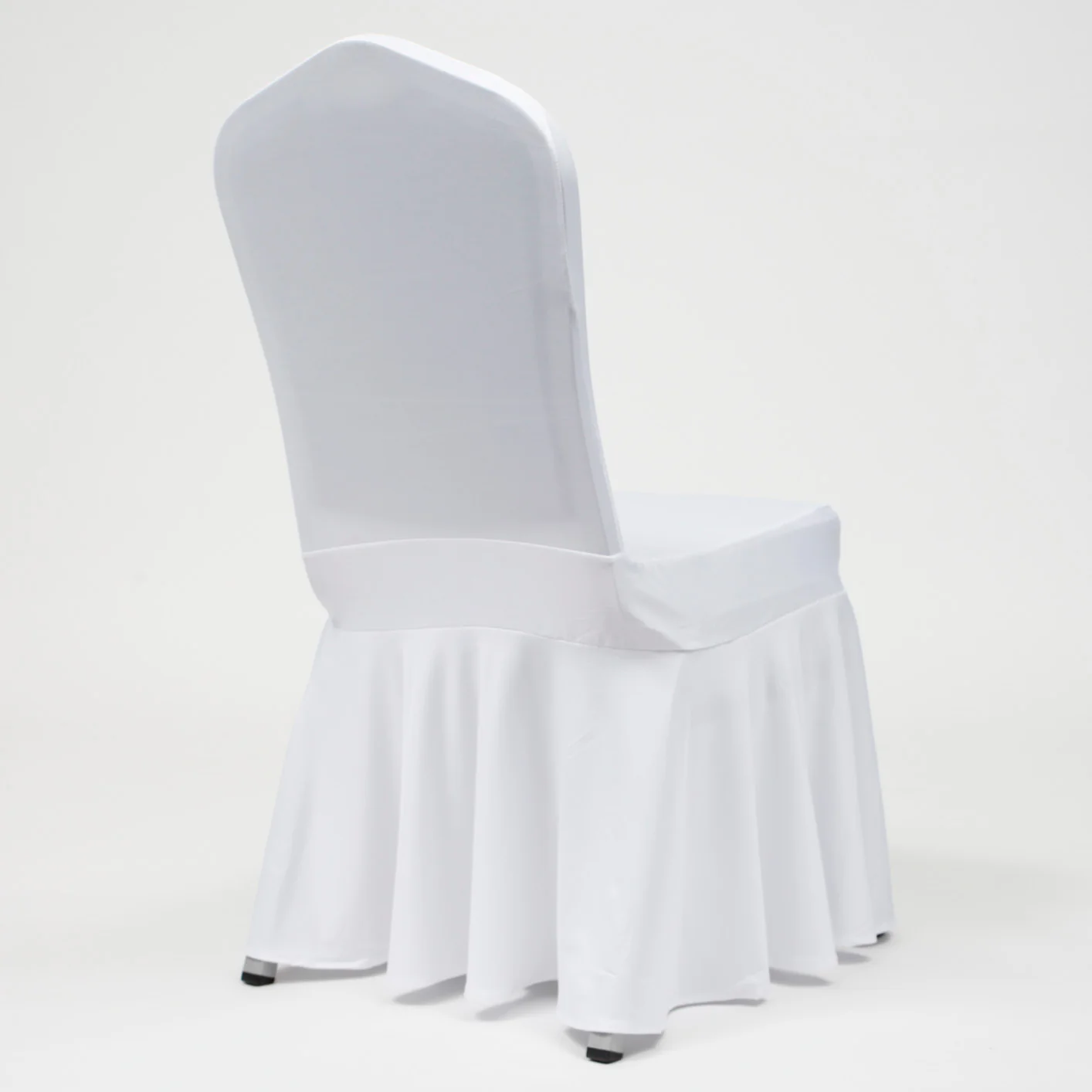 Princess Lycra Chair Covers With Pleats - White (190gsm) - Image 2