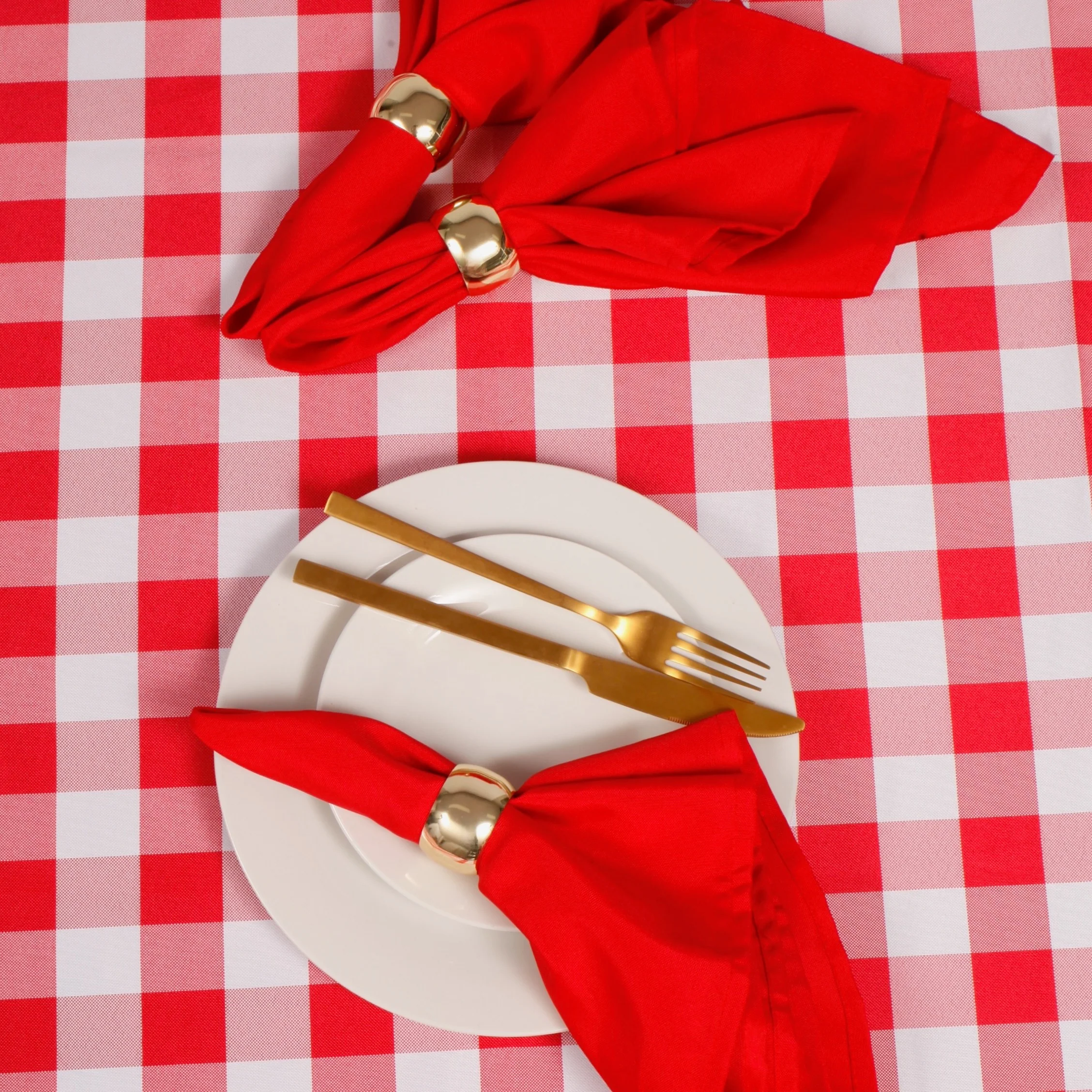 Checkered Rectangle Tablecloth - Red (153x259cm) - Image 4