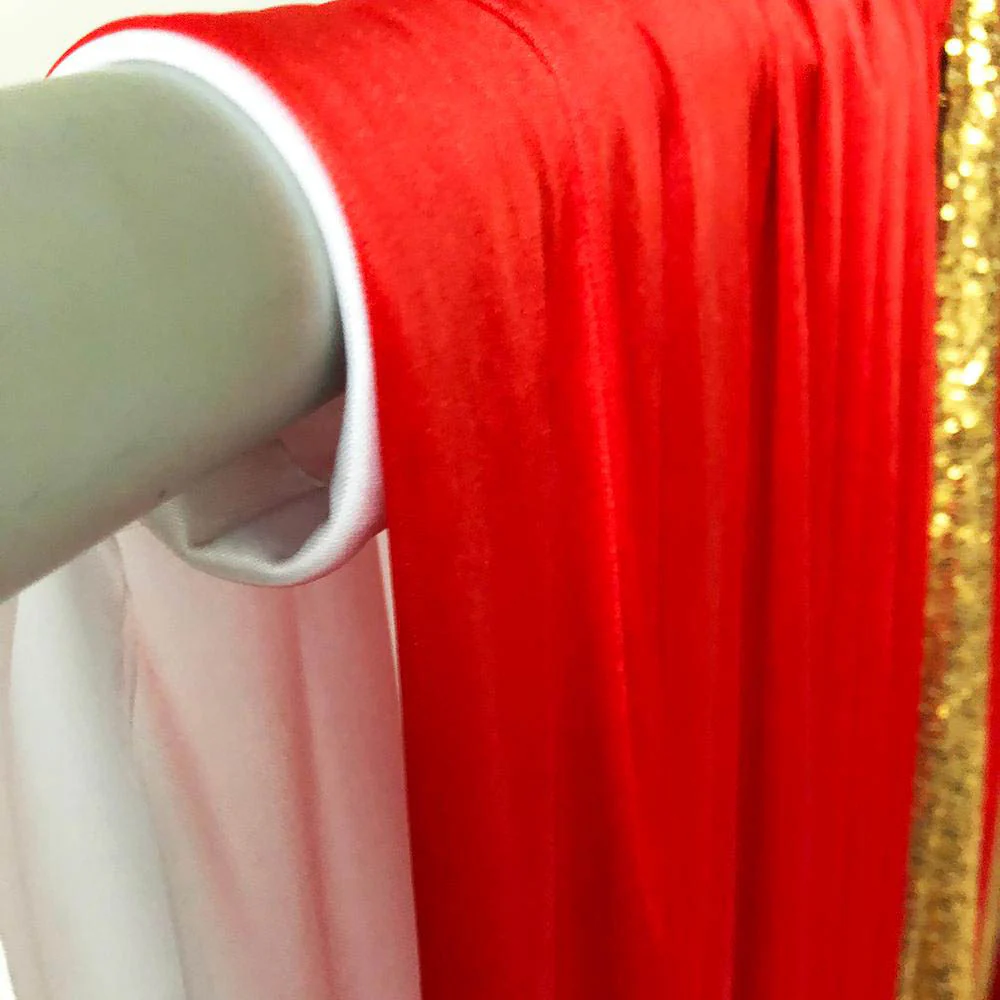 Ice Silk & Sequin Layered Backdrop Curtain - Red & Gold (3x3m) - Image 3