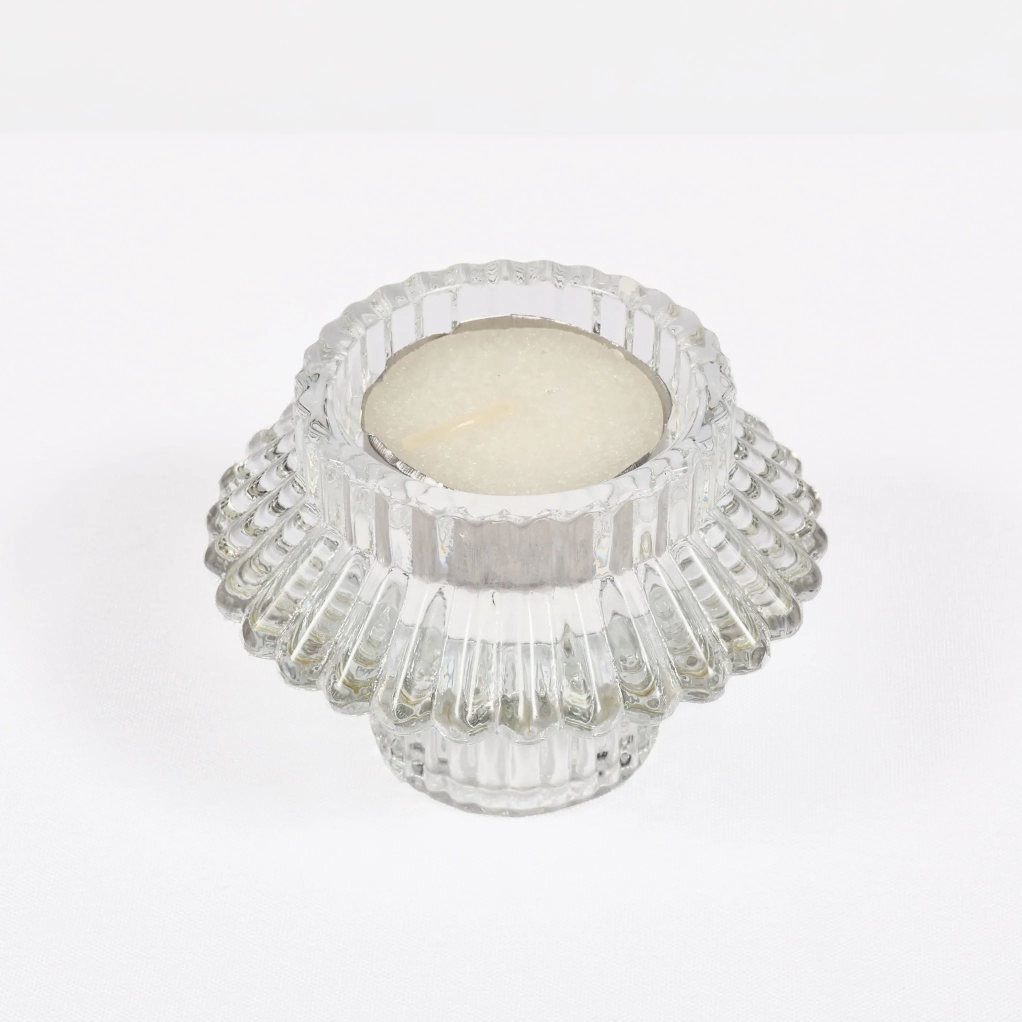 Reversible Glass Tea Light and Taper Candle Holder - Flared Saucer (Style 3) - Image 4