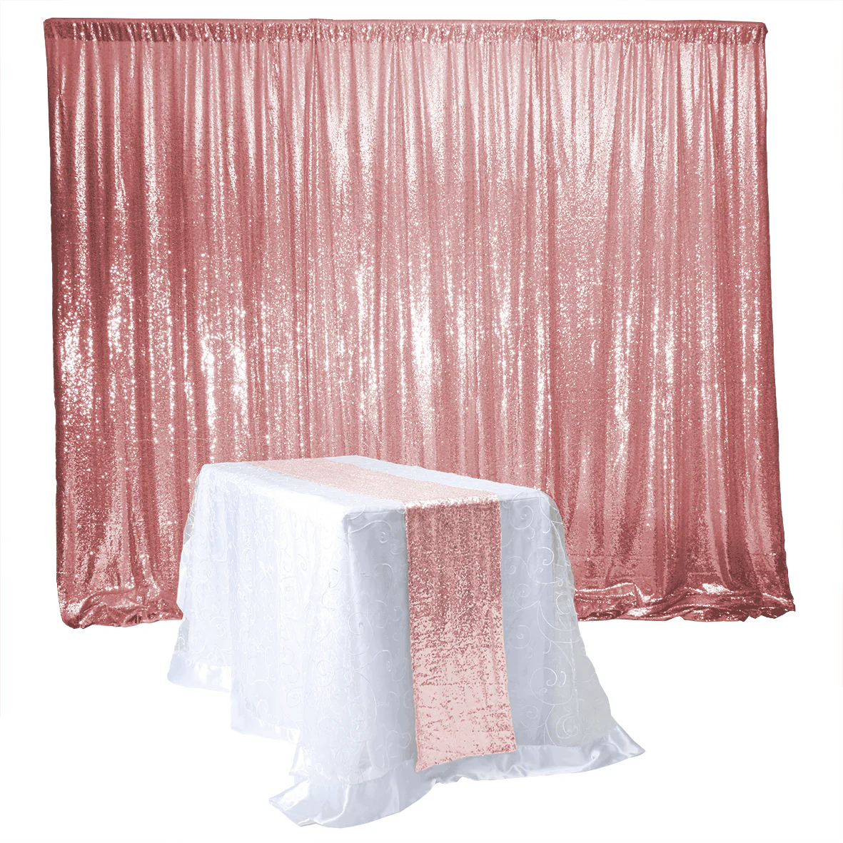 Sequin Backdrop Panel / Curtain - Rose Gold (1.25x3m) - Image 3