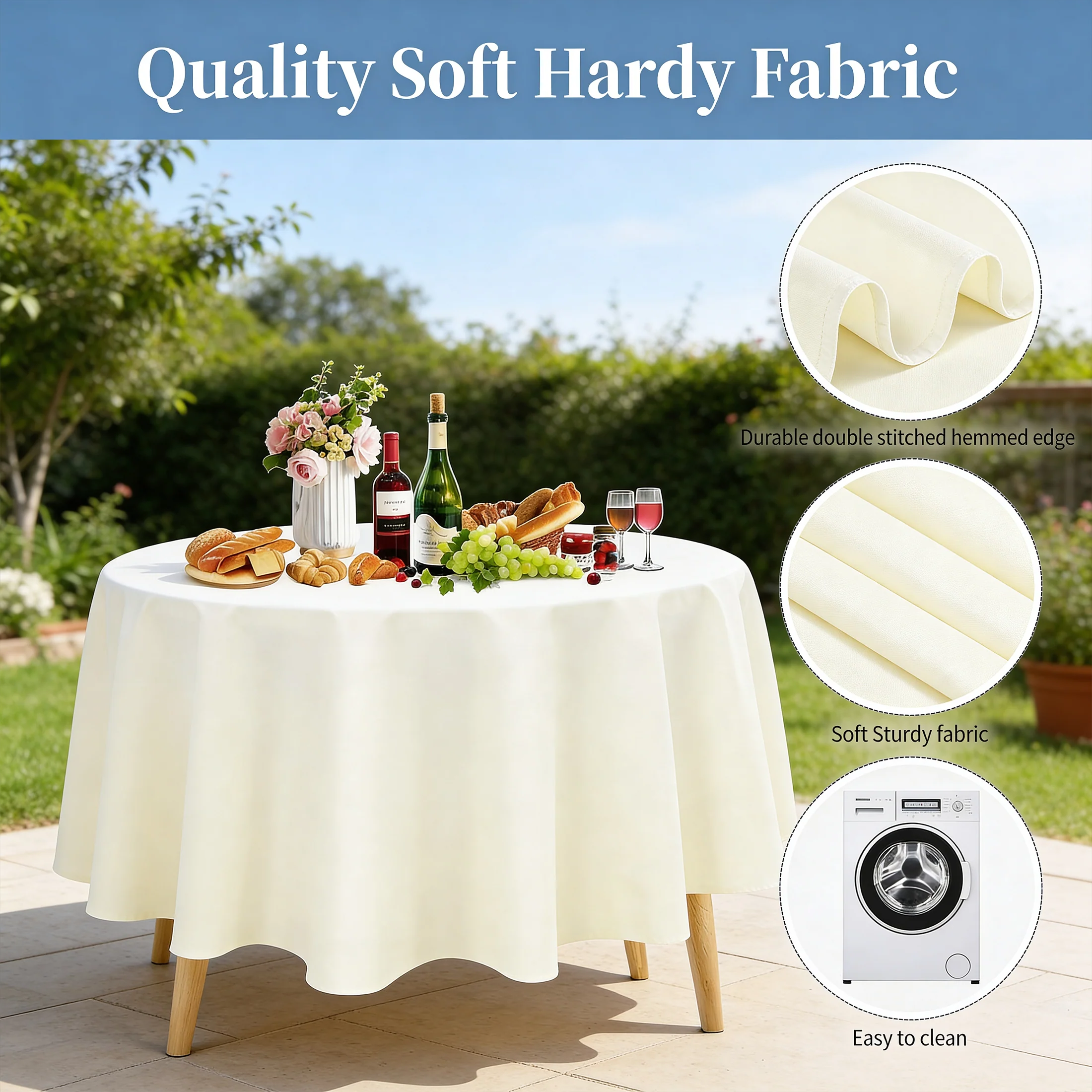 Round Tablecloth - Ivory (300cm) - Image 2