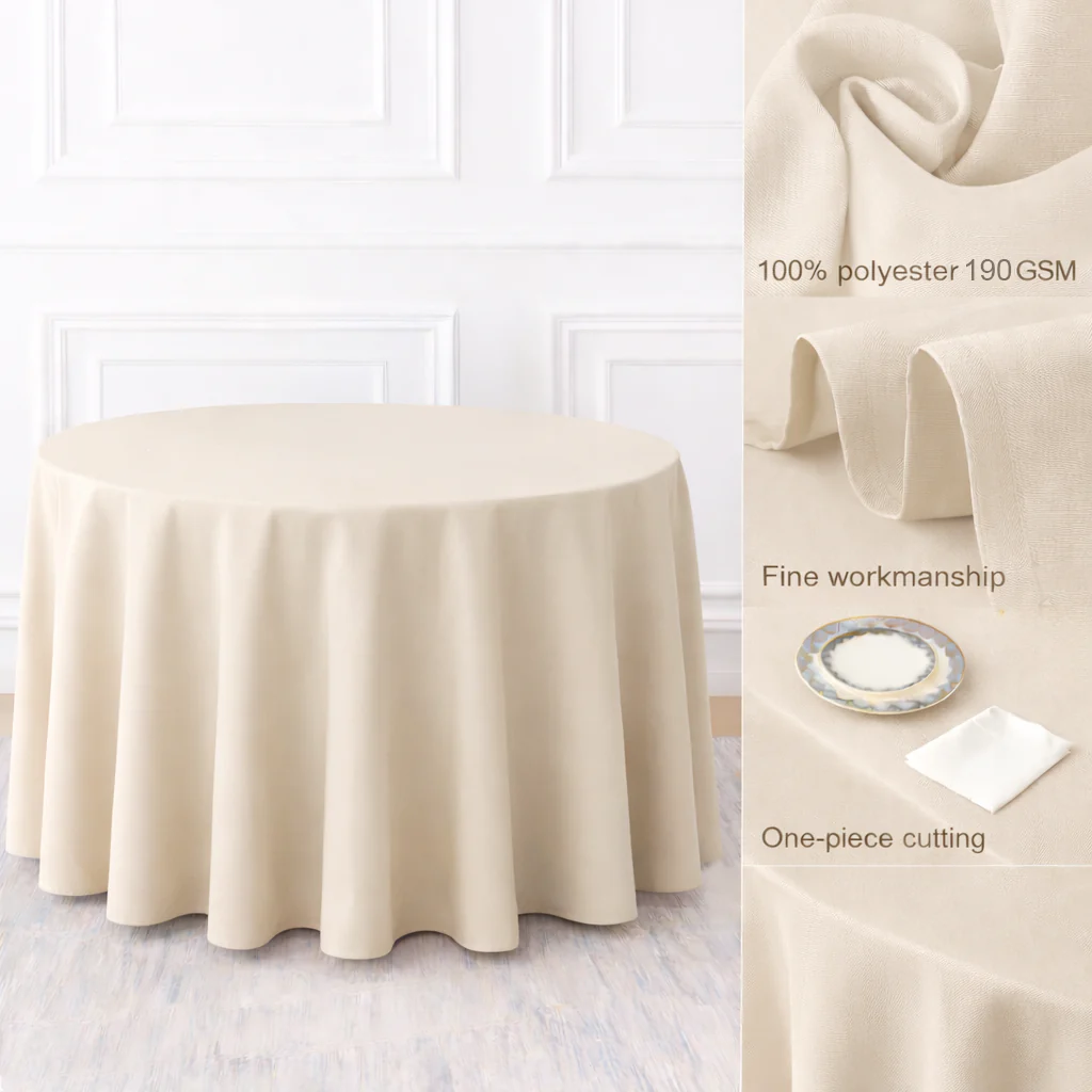 Round Tablecloth - Linen Colour (300cm) - Image 2