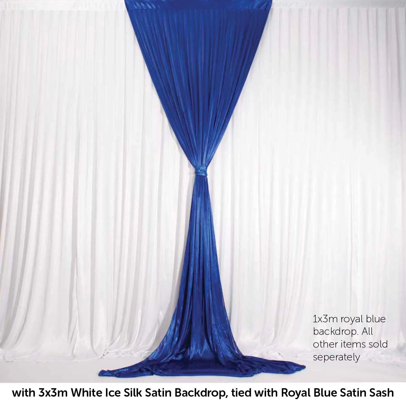 Ice Silk Satin Convertible Backdrop Panel - Royal Blue (1x3m) - Image 3