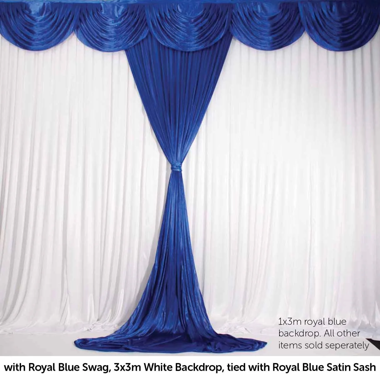 Ice Silk Satin Convertible Backdrop Panel - Royal Blue (1x3m) - Image 4