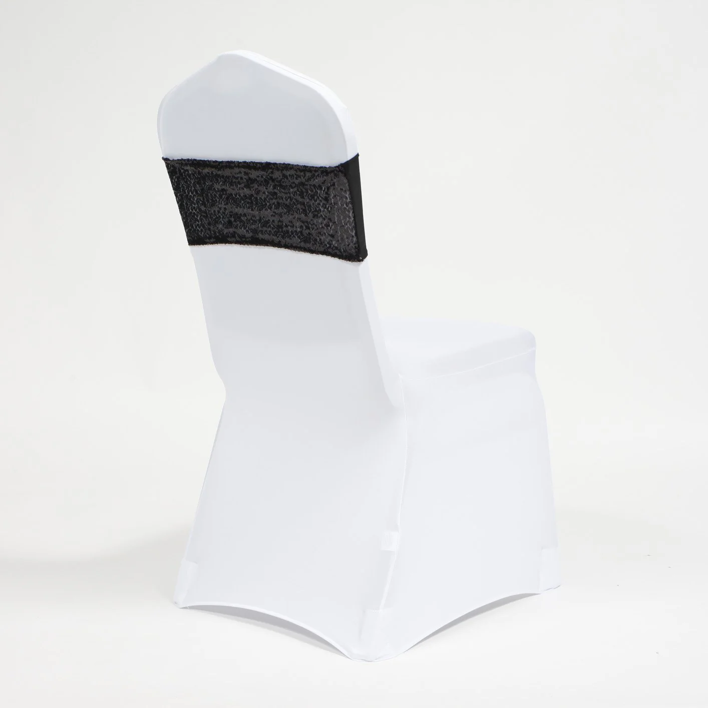 CLEARANCE Sequin Lycra Chair Bands - Black - Image 4