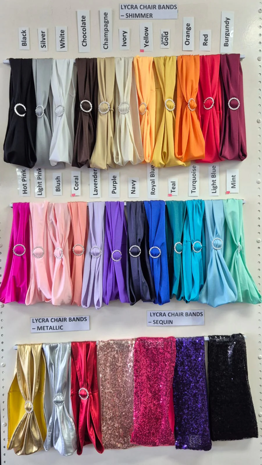 Lycra Chair Bands Shimmer - Black - Image 3