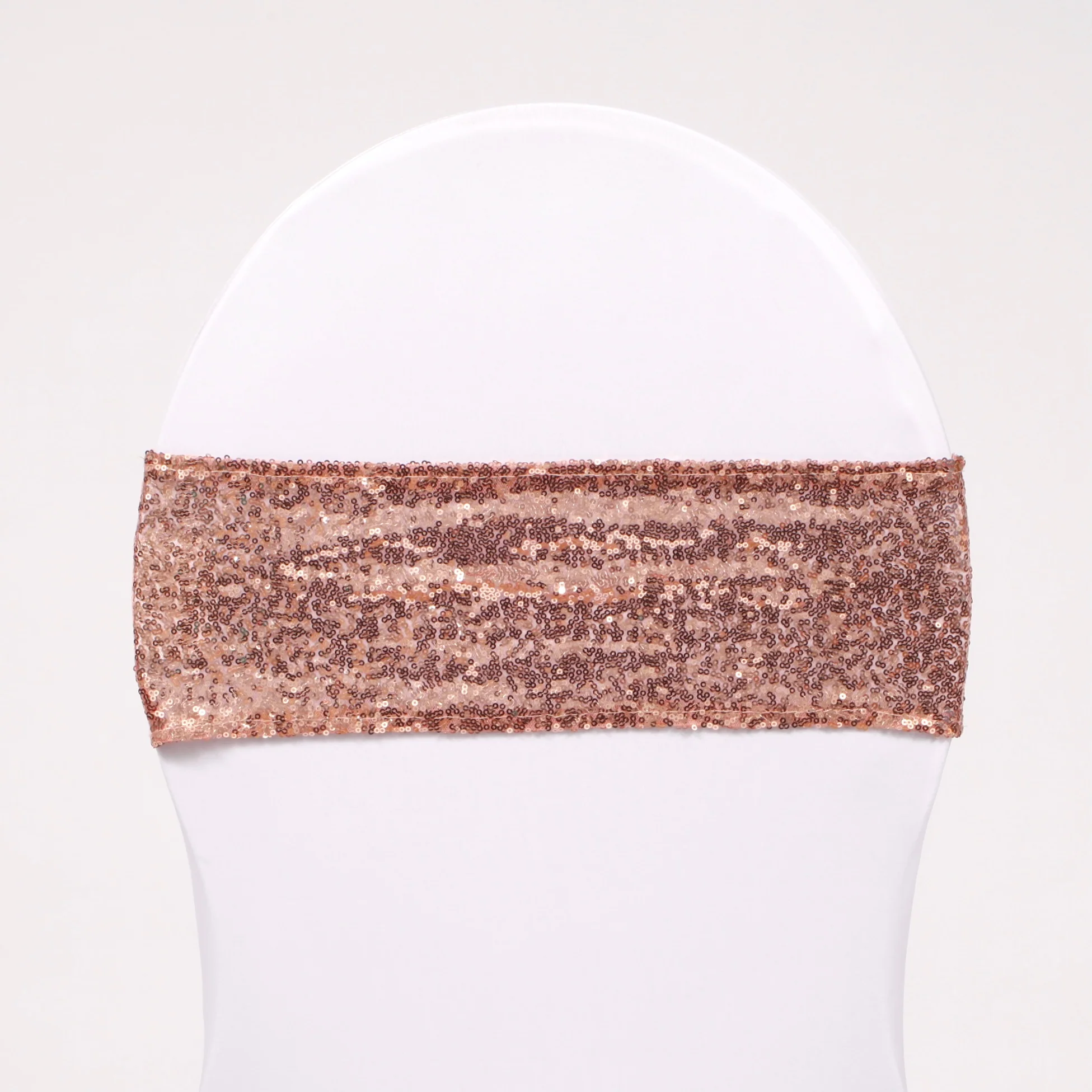 CLEARANCE Sequin Lycra Chair Bands - Rose Gold