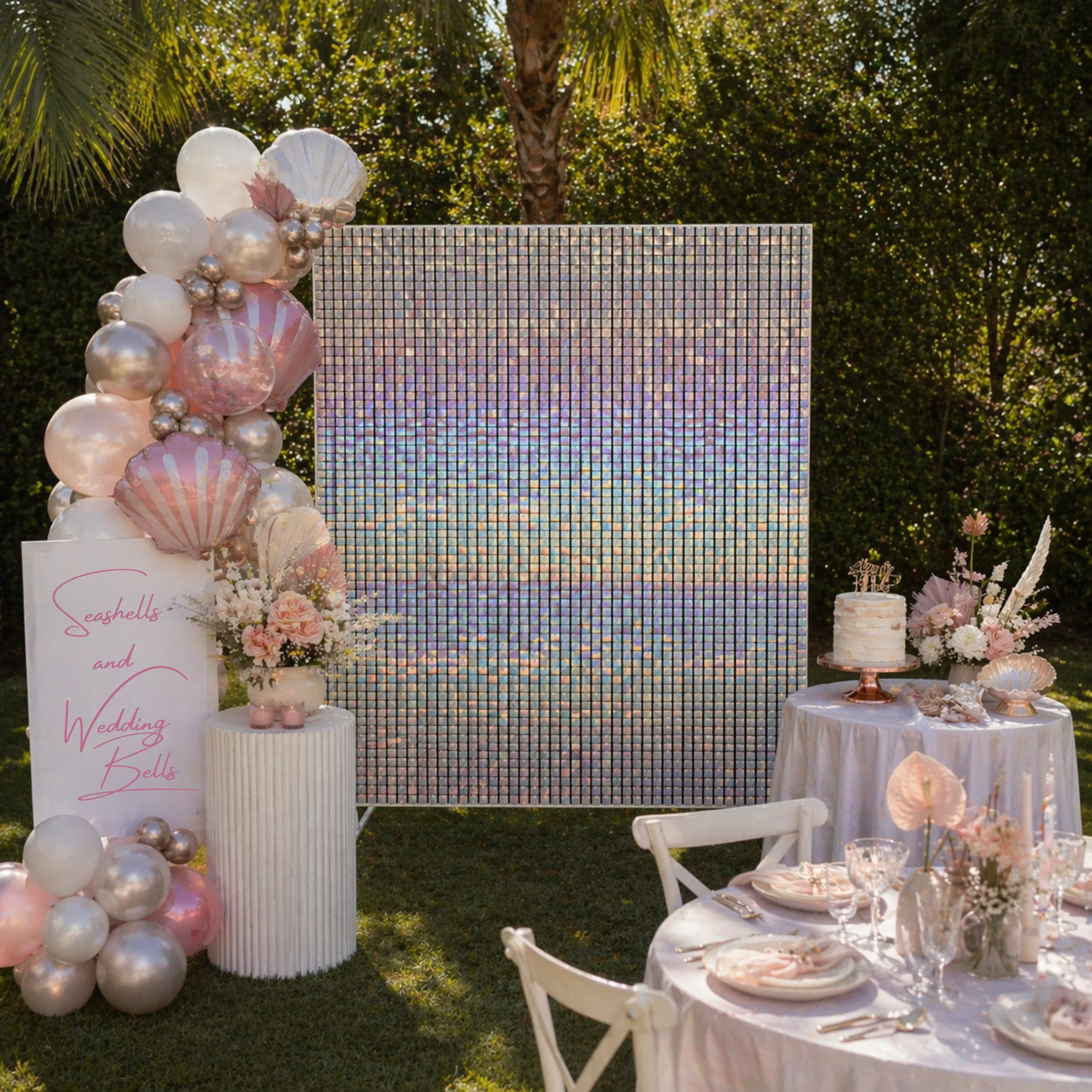 Sequin Shimmer Wall Backdrop & Frame Package - Holographic Rainbow - Image 2