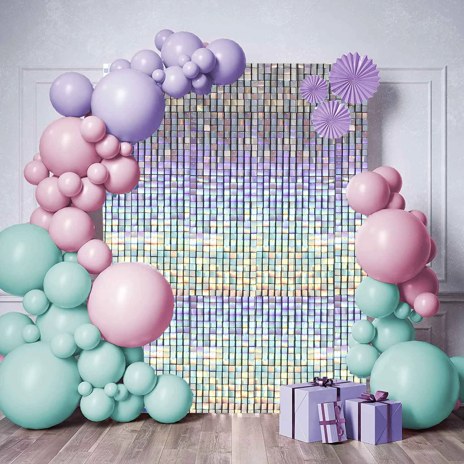 Sequin Shimmer Wall Backdrop & Frame Package - Holographic Rainbow - Image 5