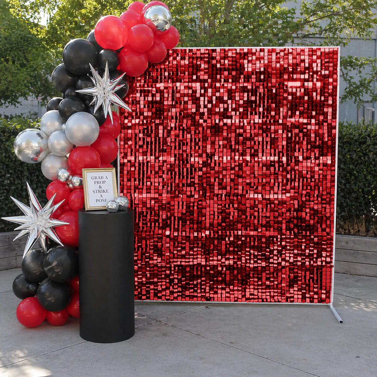 Sequin Shimmer Wall Backdrop & Frame Package - Red - Image 2