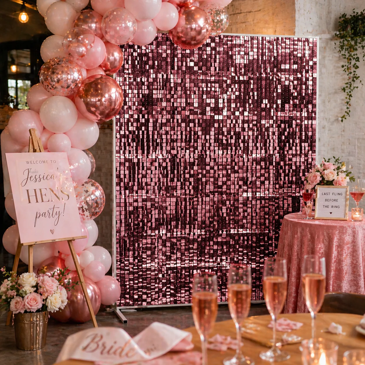 Sequin Shimmer Wall Backdrop Panels - Rose Gold - Image 3