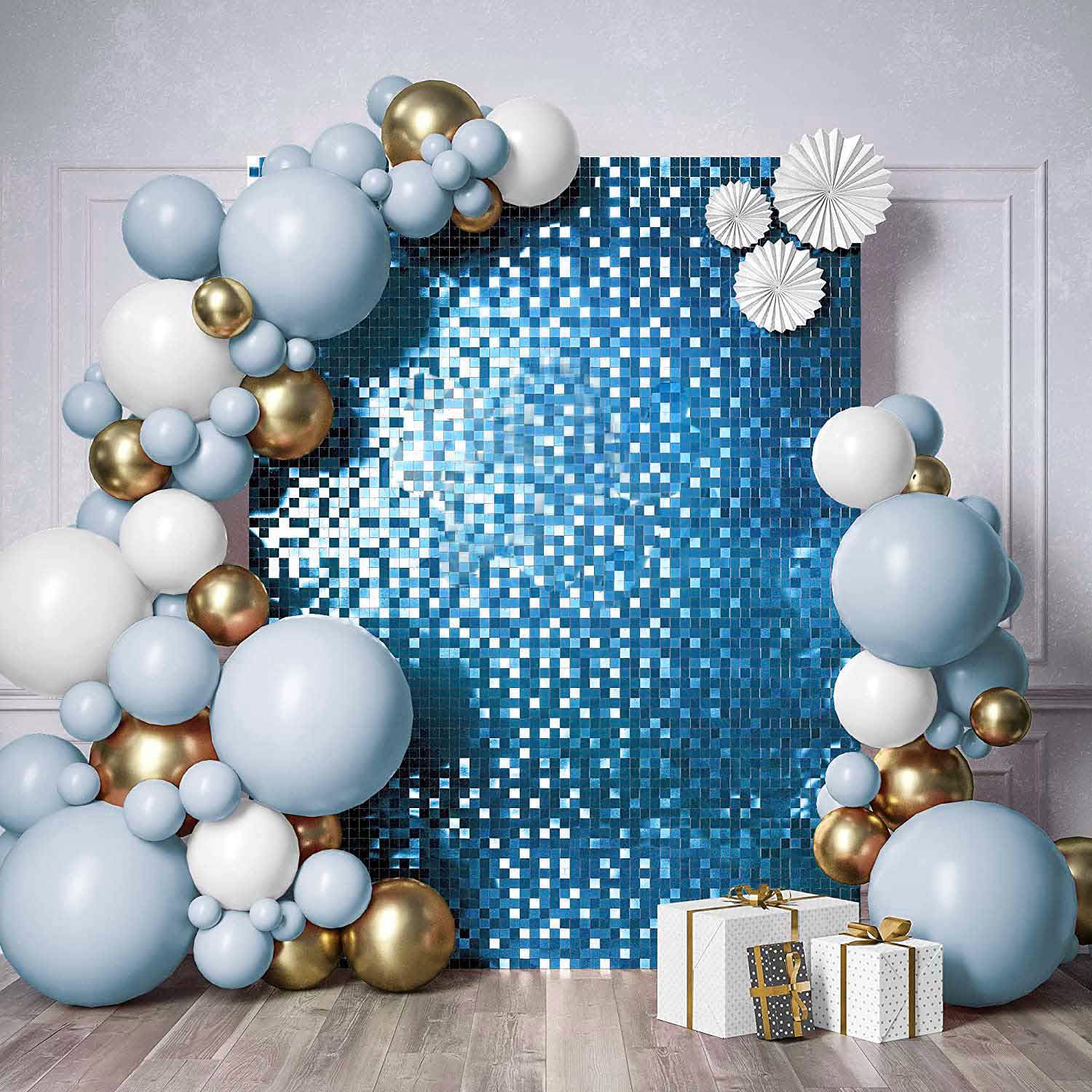 Sequin Shimmer Wall Backdrop Panels - Blue - Image 4