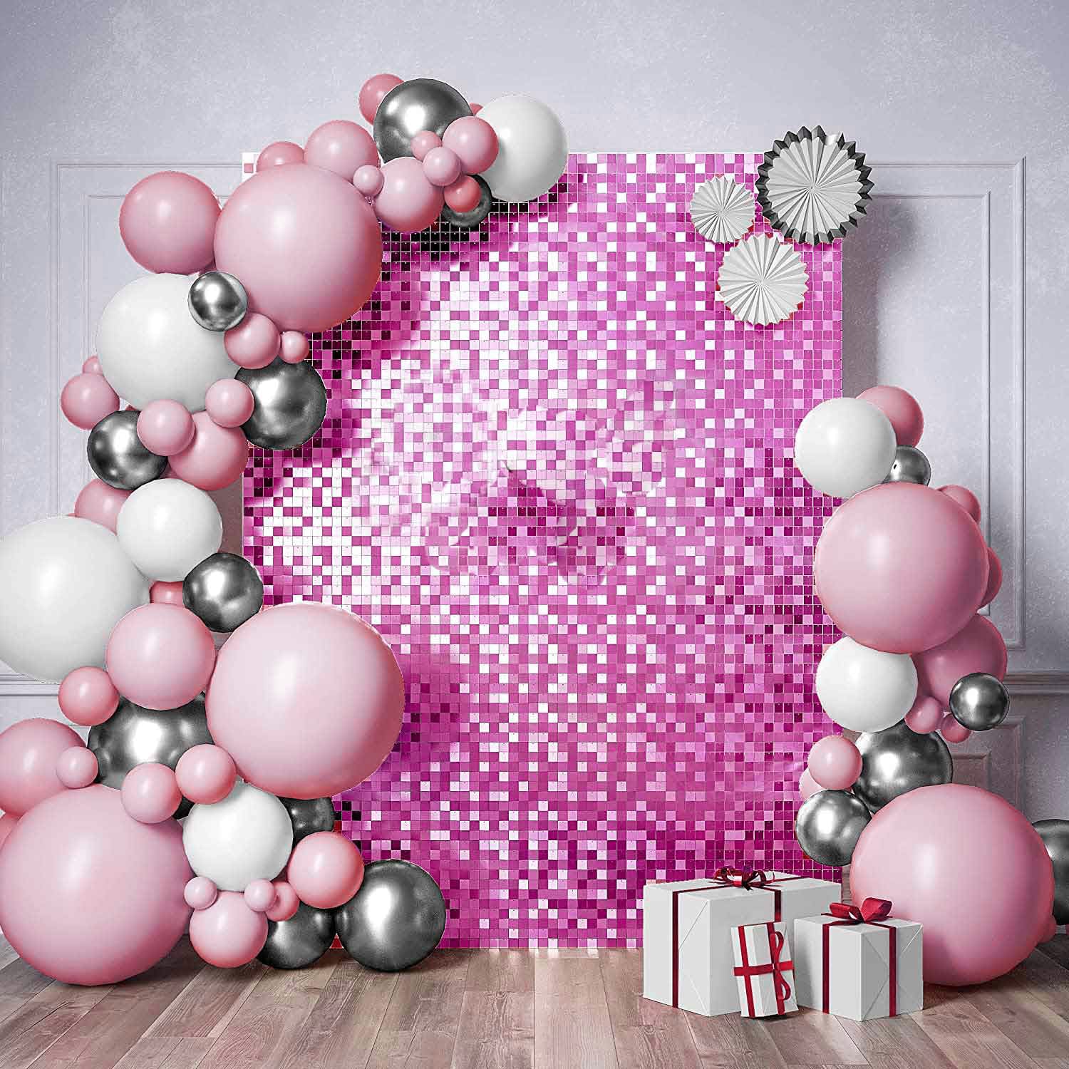 Sequin Shimmer Wall Backdrop Panels - Hot Pink - Image 3