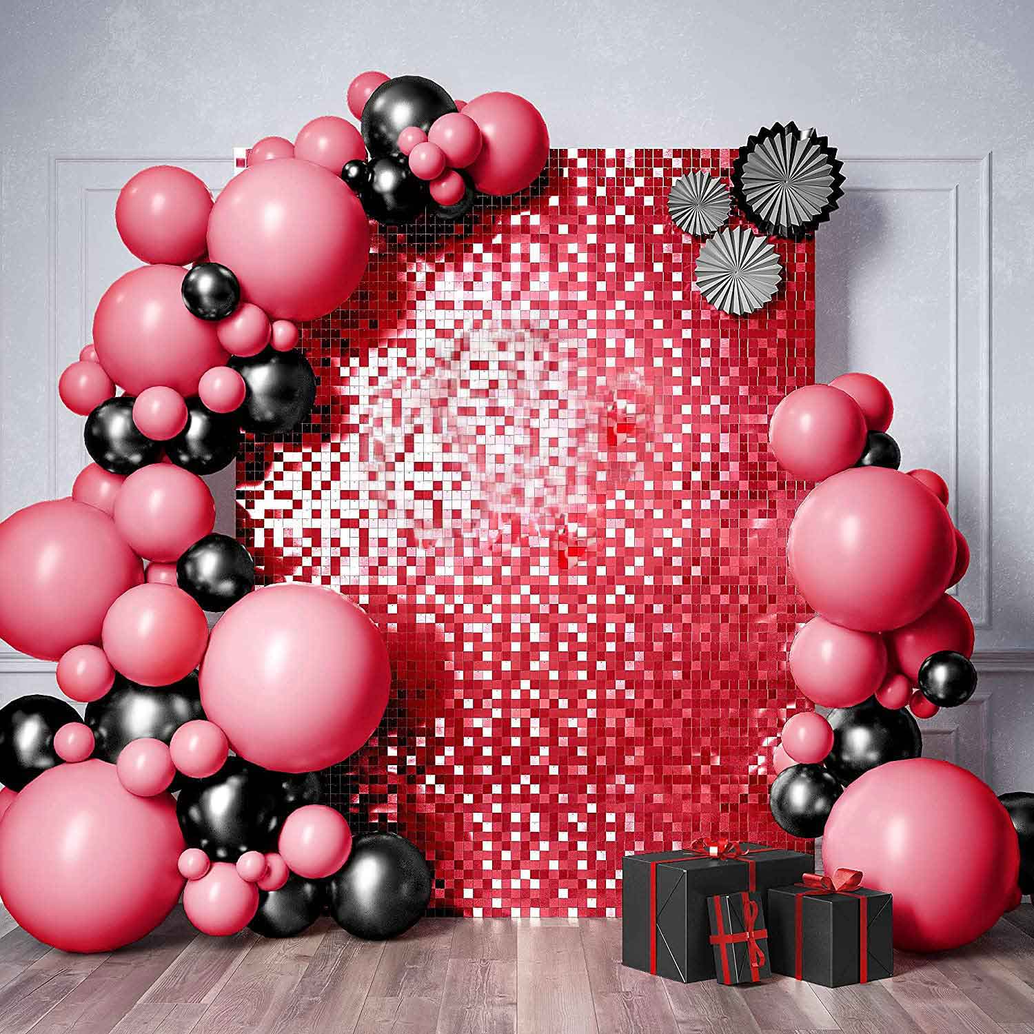 Sequin Shimmer Wall Backdrop Panels - Red - Image 5
