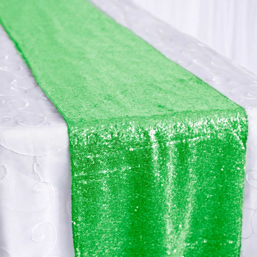 CLEARANCE Sequin Table Runner - Dark Green