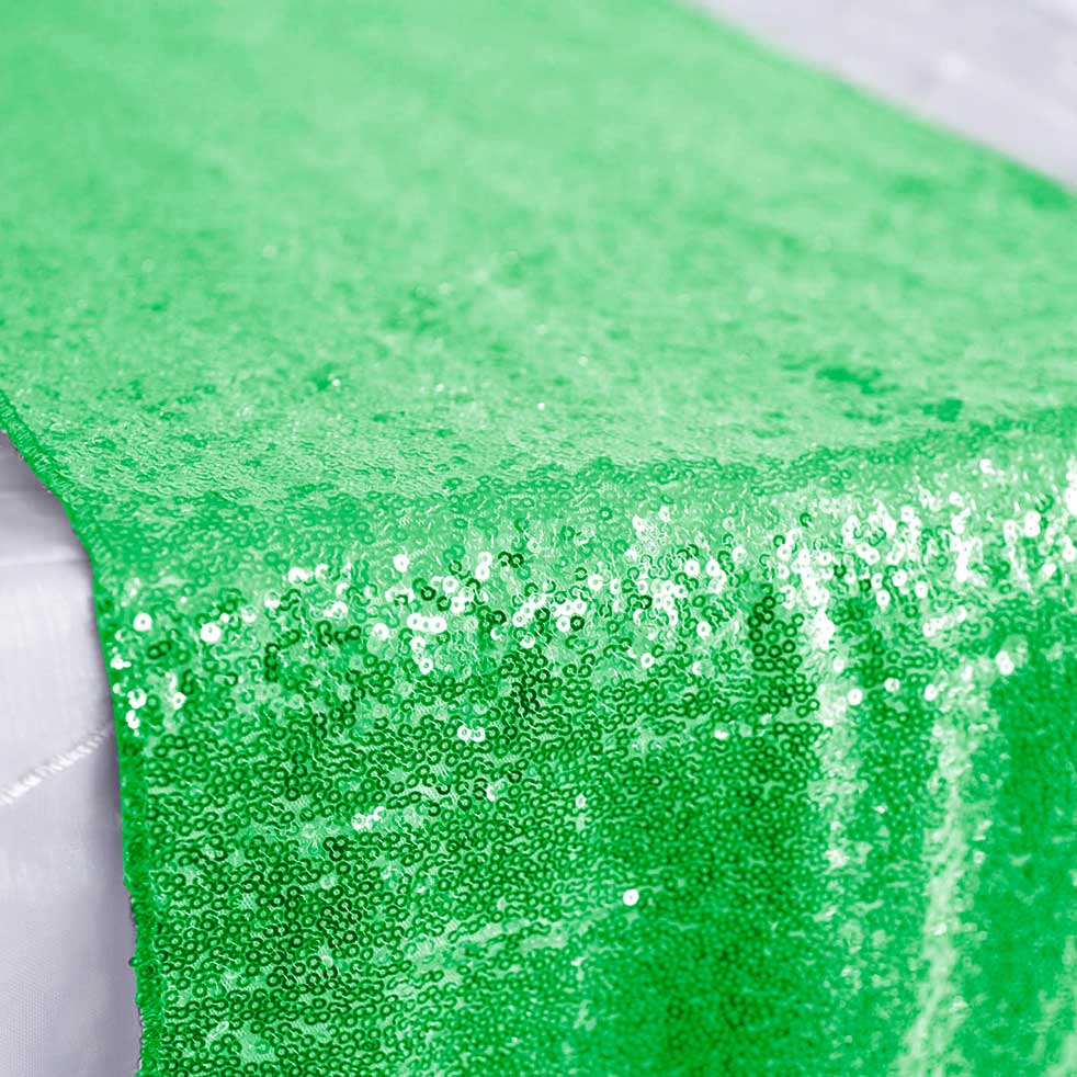 CLEARANCE Sequin Table Runner - Dark Green - Image 2