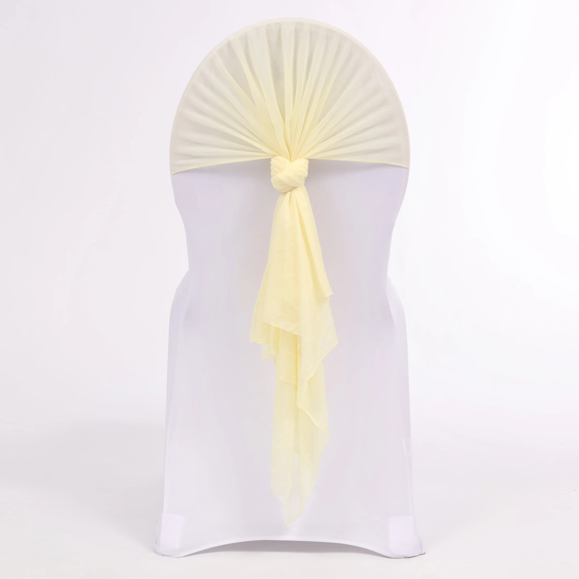 CLEARANCE Sheer Stretch Crepe Chiffon Chair Sashes - Ivory