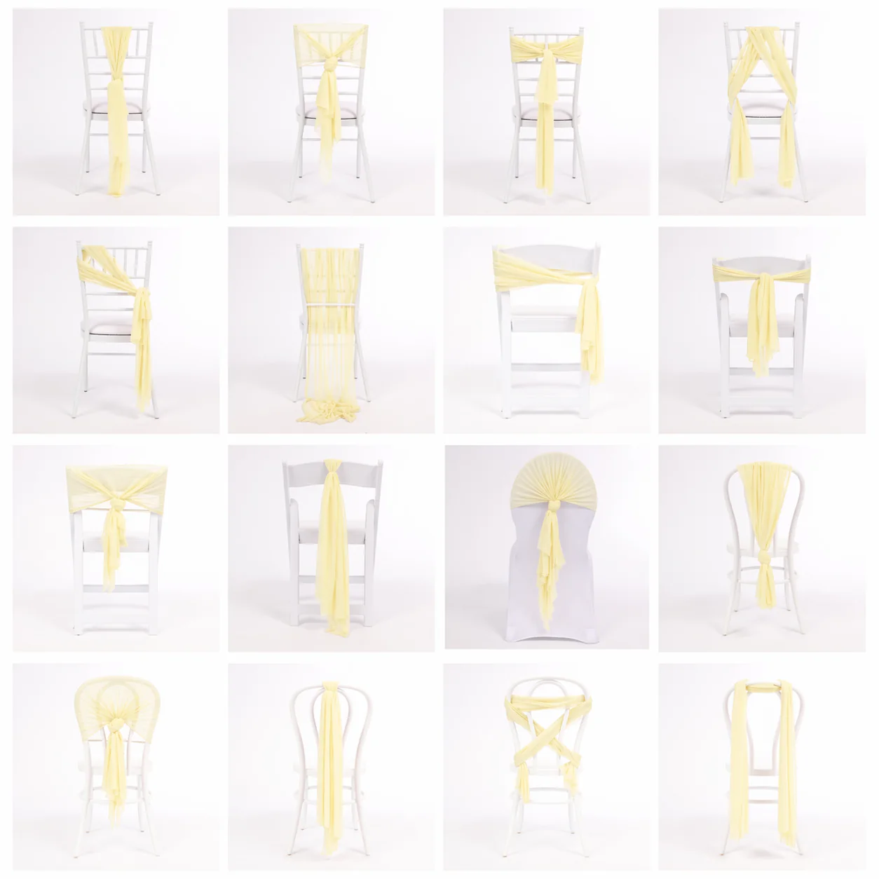 CLEARANCE Sheer Stretch Crepe Chiffon Chair Sashes - Ivory - Image 2