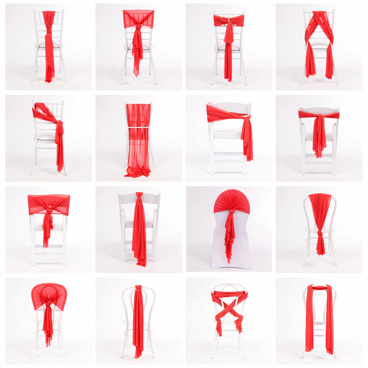 CLEARANCE Sheer Stretch Crepe Chiffon Chair Sashes - Red - Image 2