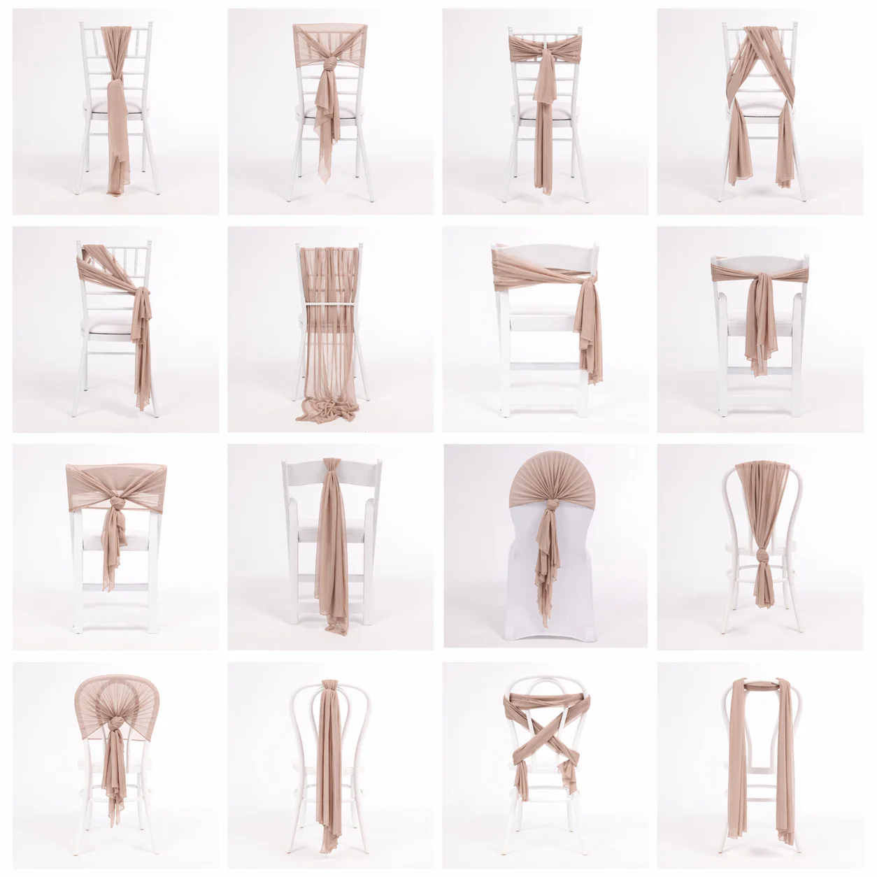 CLEARANCE Sheer Stretch Crepe Chiffon Chair Sashes - Taupe - Image 2