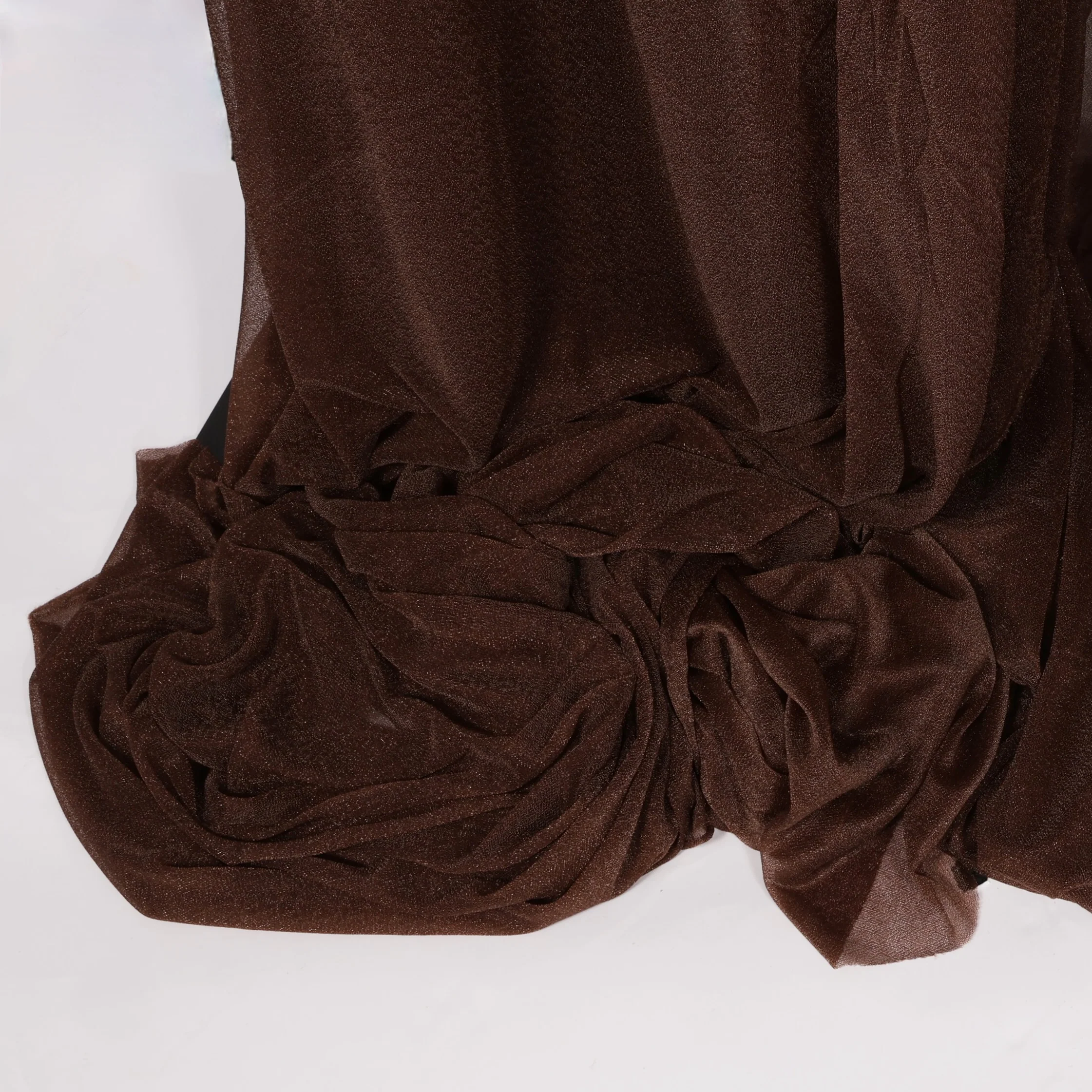 Sheer Stretch Crepe Chiffon Fabric - Chocolate Brown (1.6x28m) - Image 5