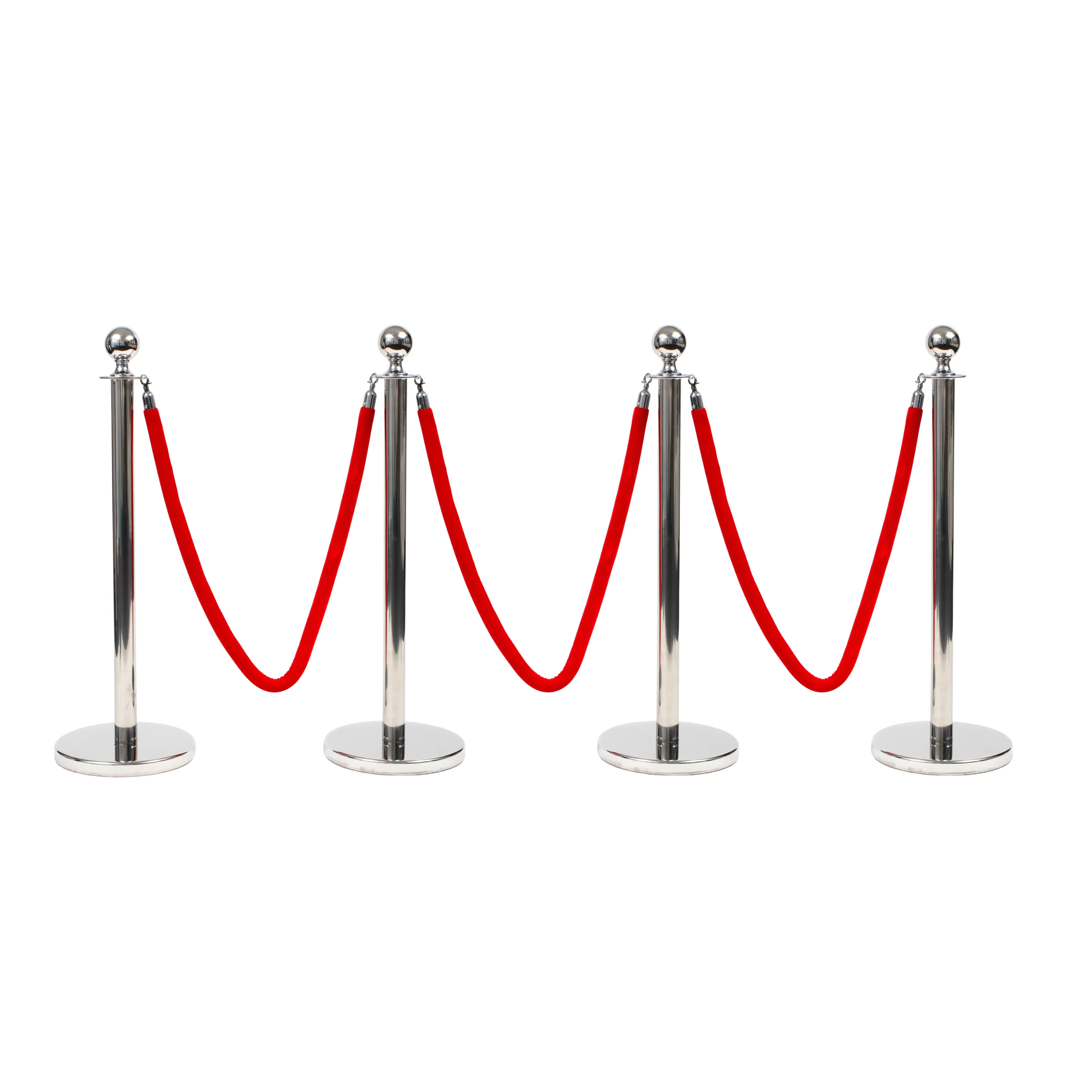 Silver Bollard & Velvet Red Rope Value Package (4.5m length)