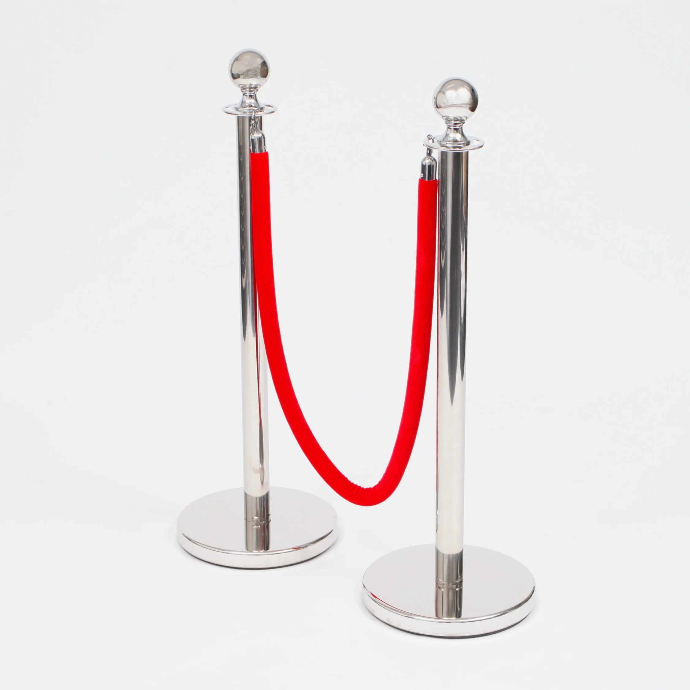 Bollard Velvet Rope - Red (Silver Clips) - Image 3