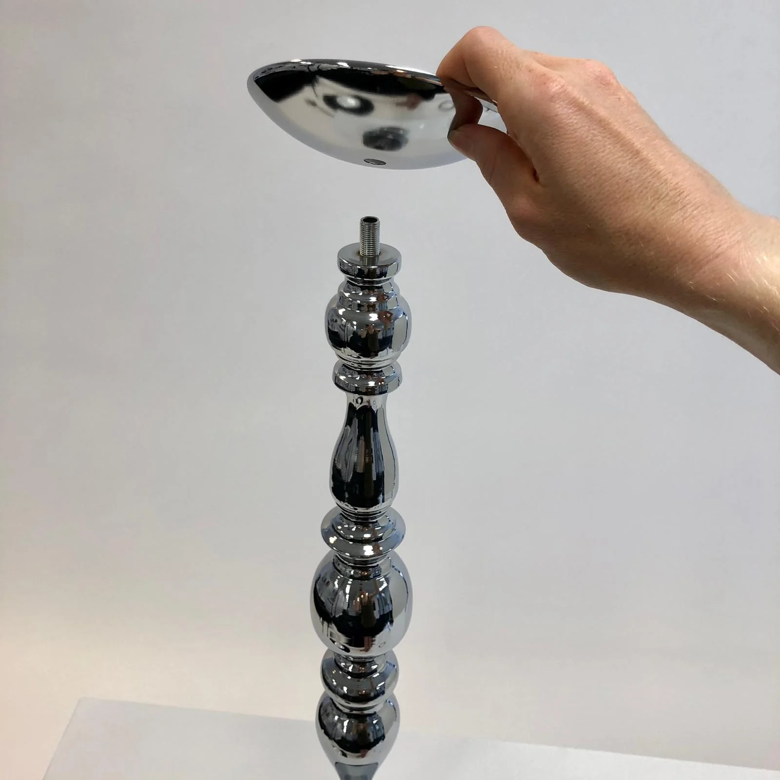 CLEARANCE Candlestick Pedestal Centrepiece Vase - Silver (58cmH) - Image 11