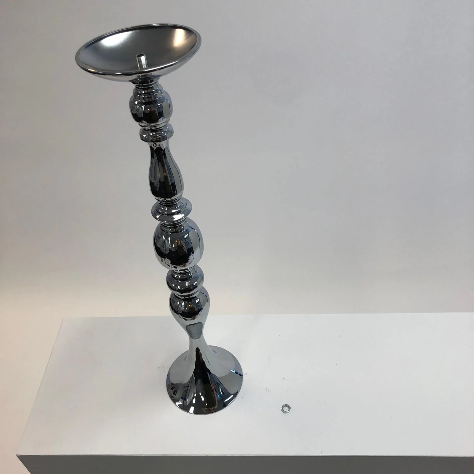 CLEARANCE Candlestick Pedestal Centrepiece Vase - Silver (58cmH) - Image 12