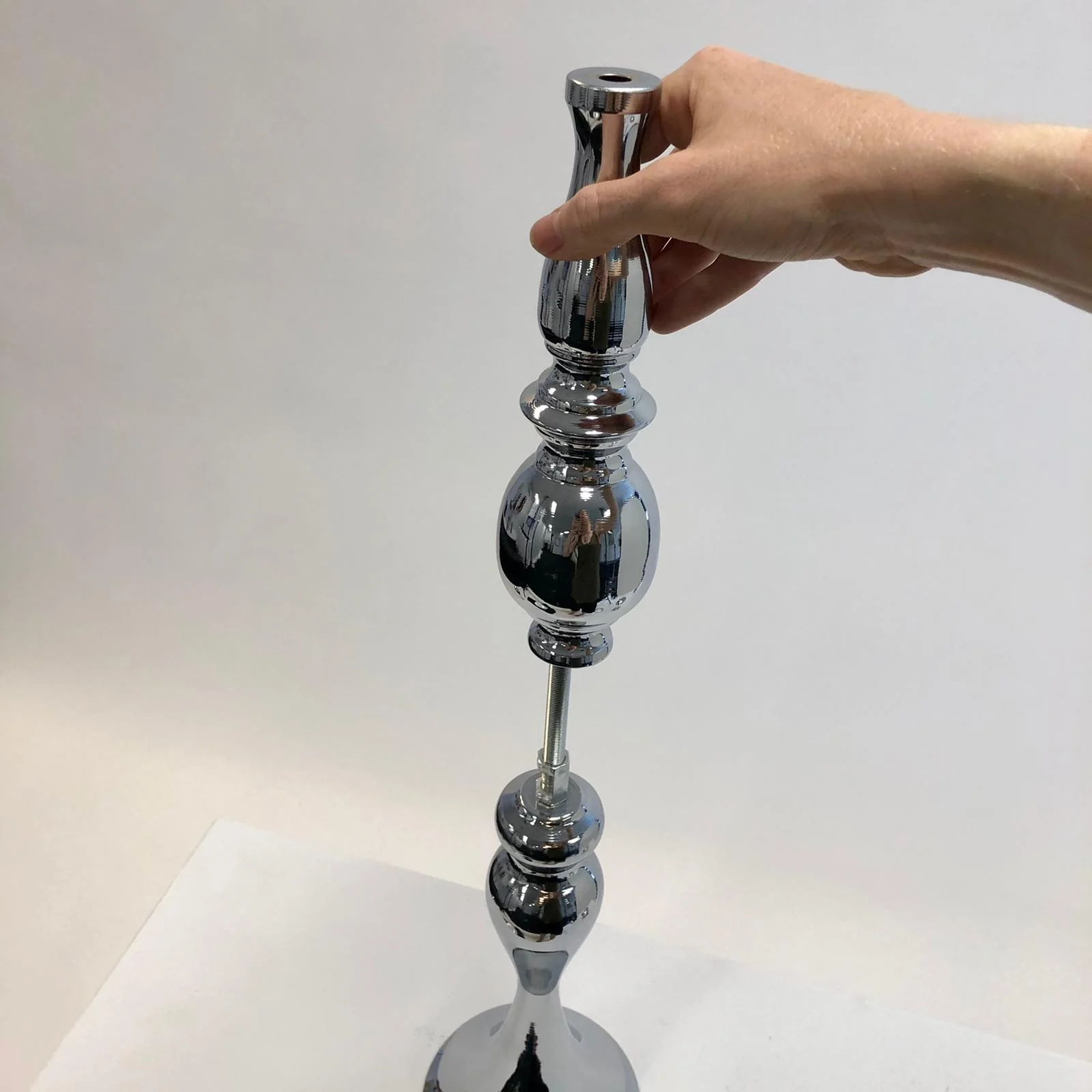 CLEARANCE Candlestick Pedestal Centrepiece Vase - Silver (58cmH) - Image 8