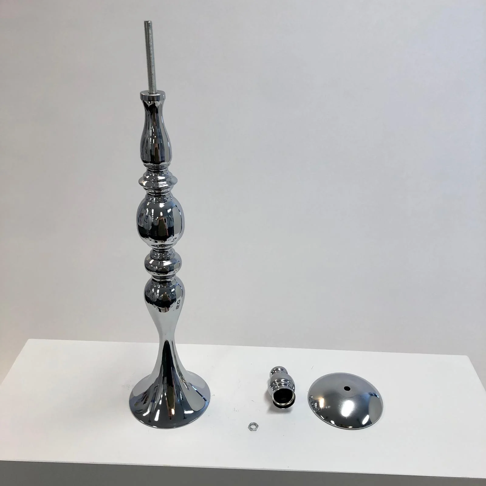 CLEARANCE Candlestick Pedestal Centrepiece Vase - Silver (58cmH) - Image 9