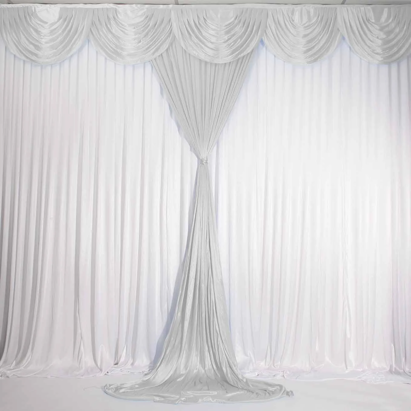 CLEARANCE Ice Silk Satin Convertible Backdrop Panel - Silver (1x3m) - Image 3