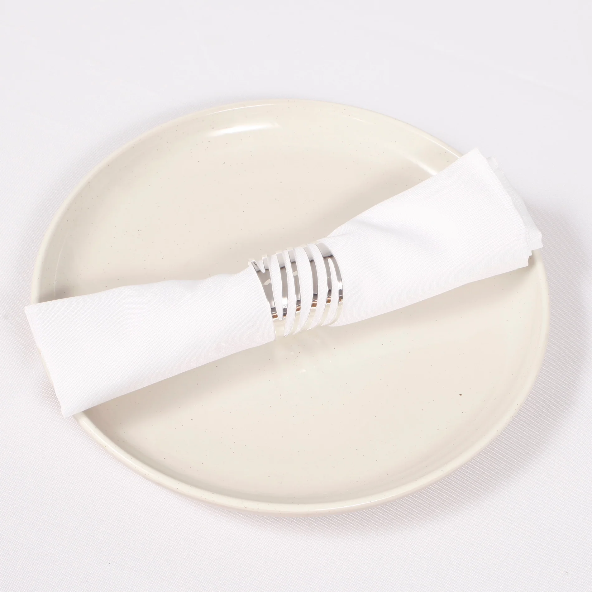 Modern Linear Cut Out Napkin Ring - Silver - Image 2