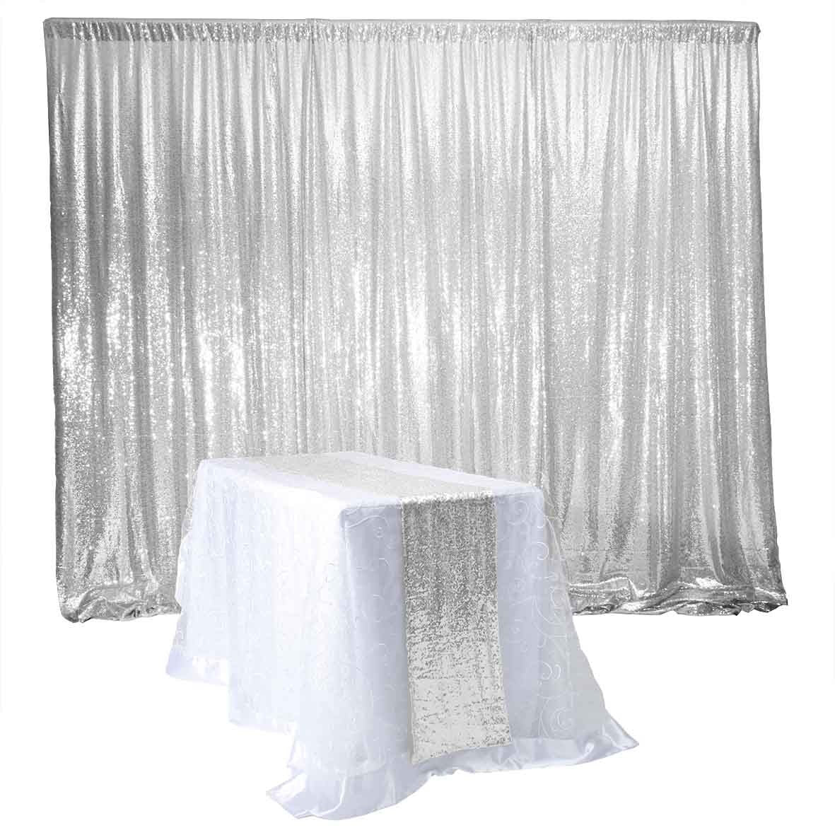 Sequin Backdrop Panel / Curtain - Silver (1.25x3m) - Image 3