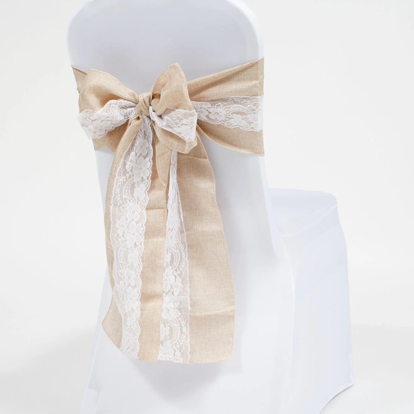 CLEARANCE Soft Faux Hessian & Lace Chair Sash
