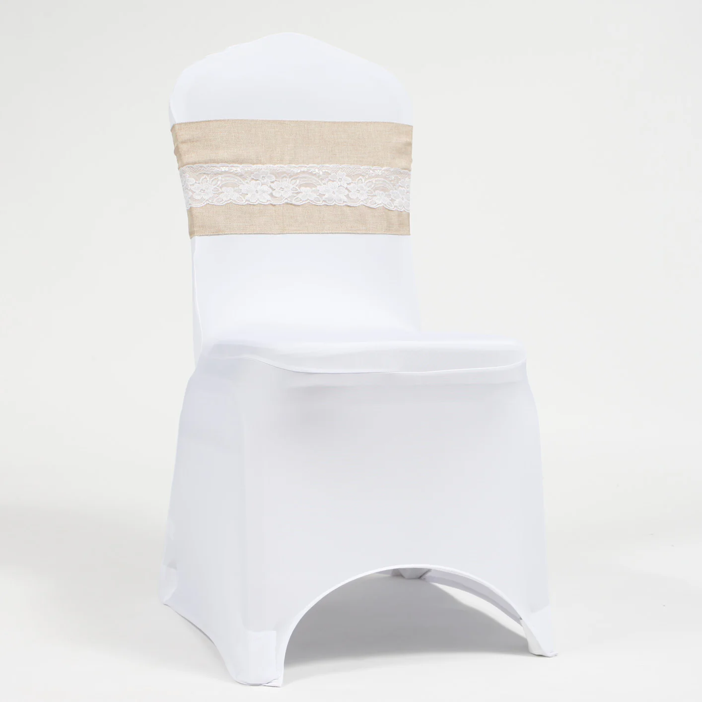 CLEARANCE Soft Faux Hessian & Lace Chair Sash - Image 4
