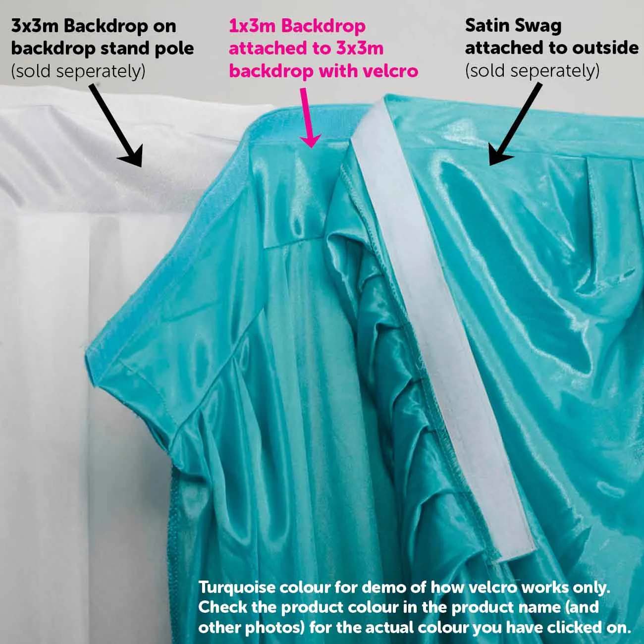 CLEARANCE Ice Silk Satin Convertible Backdrop Panel - Green (1x3m) - Image 5