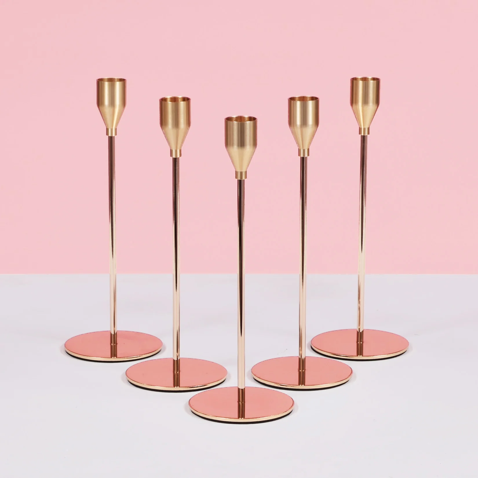 Taper Candle Holders Classic Flared Style - Gold (23cm) - Image 6