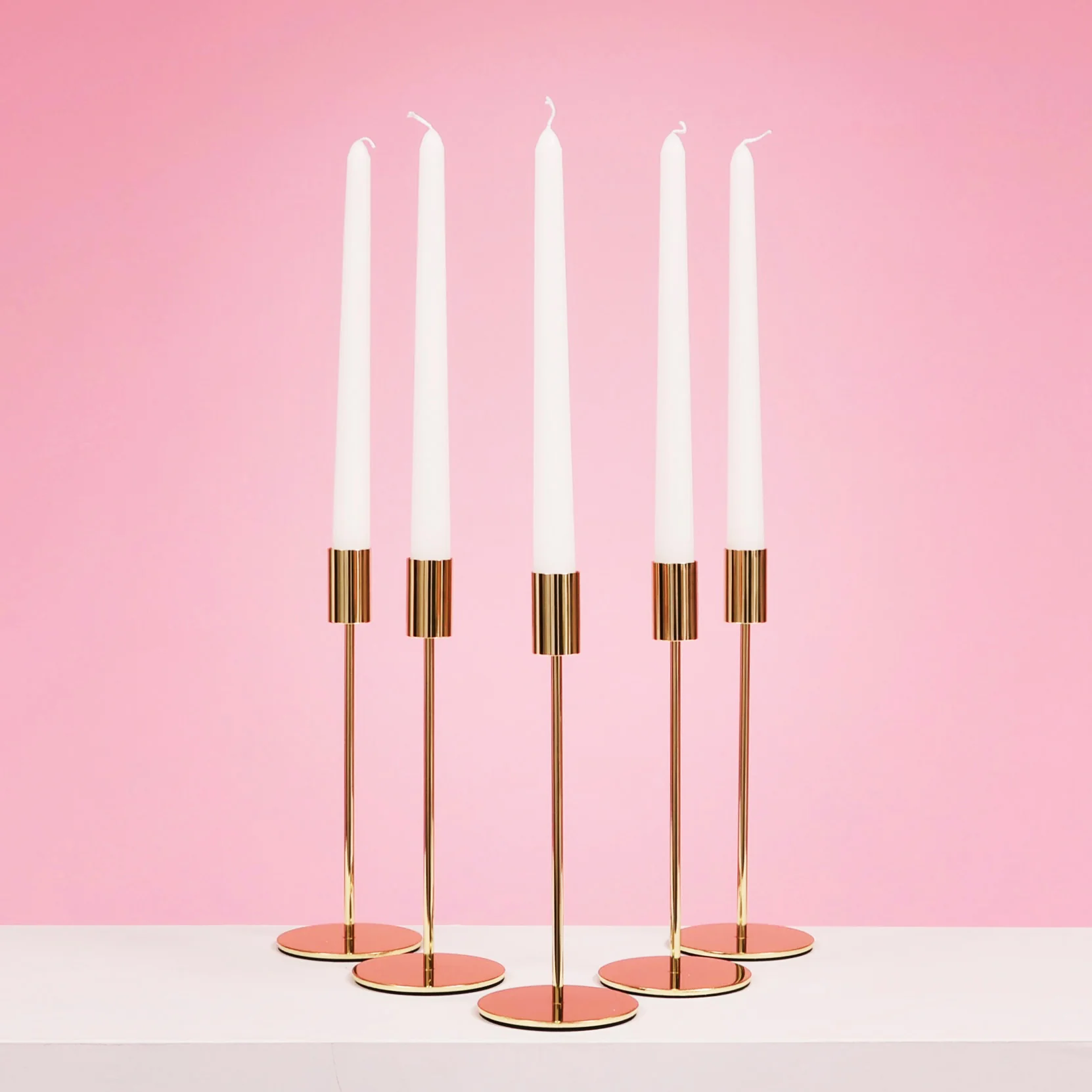 Taper Candle Holders Modern Straight Style - Gold (23cm) - Image 3
