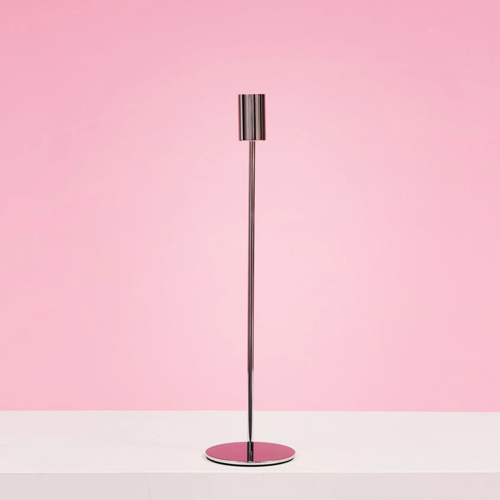 Taper Candle Holders Modern Straight Style - Silver (33cm)
