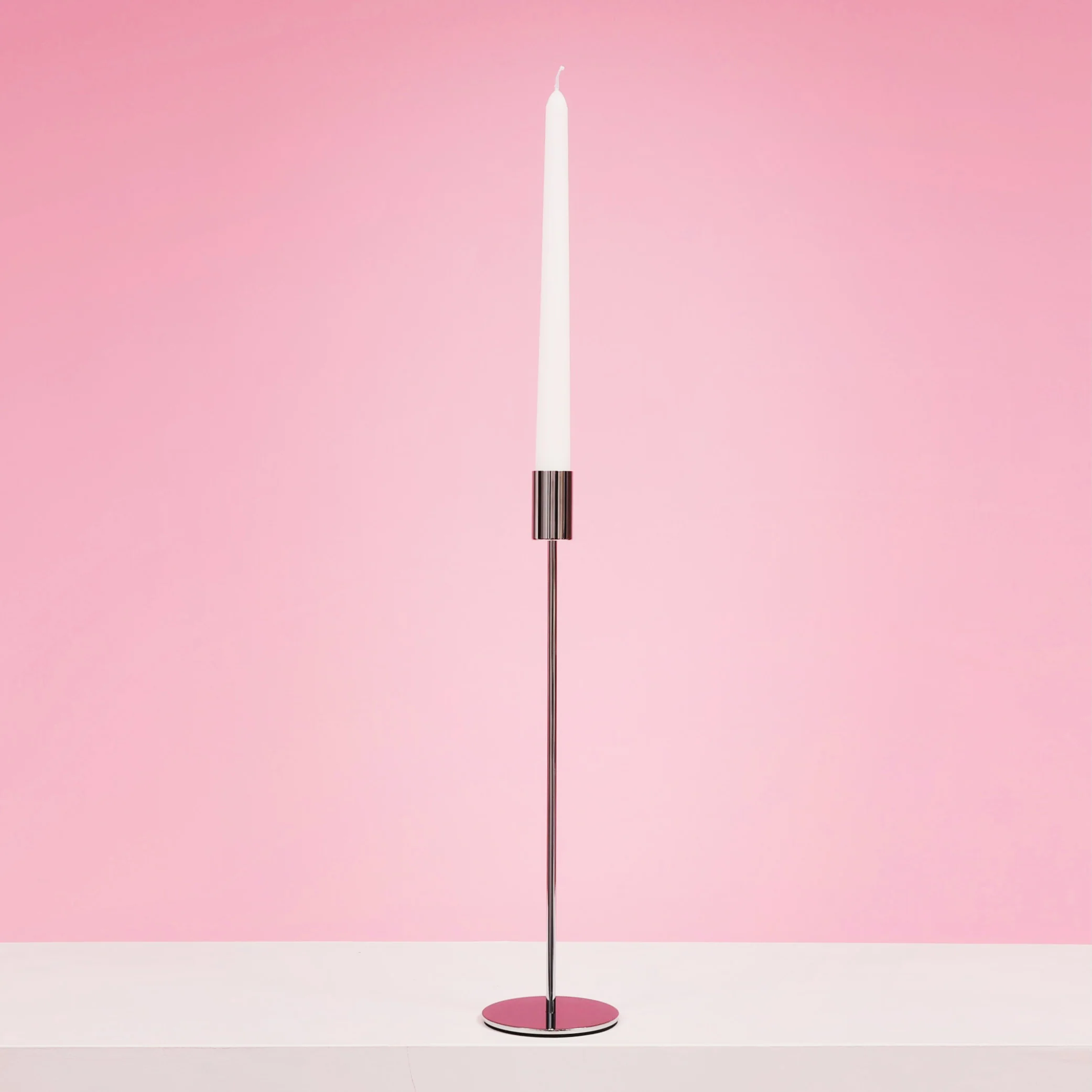 Taper Candle Holders Modern Straight Style - Silver (33cm) - Image 2
