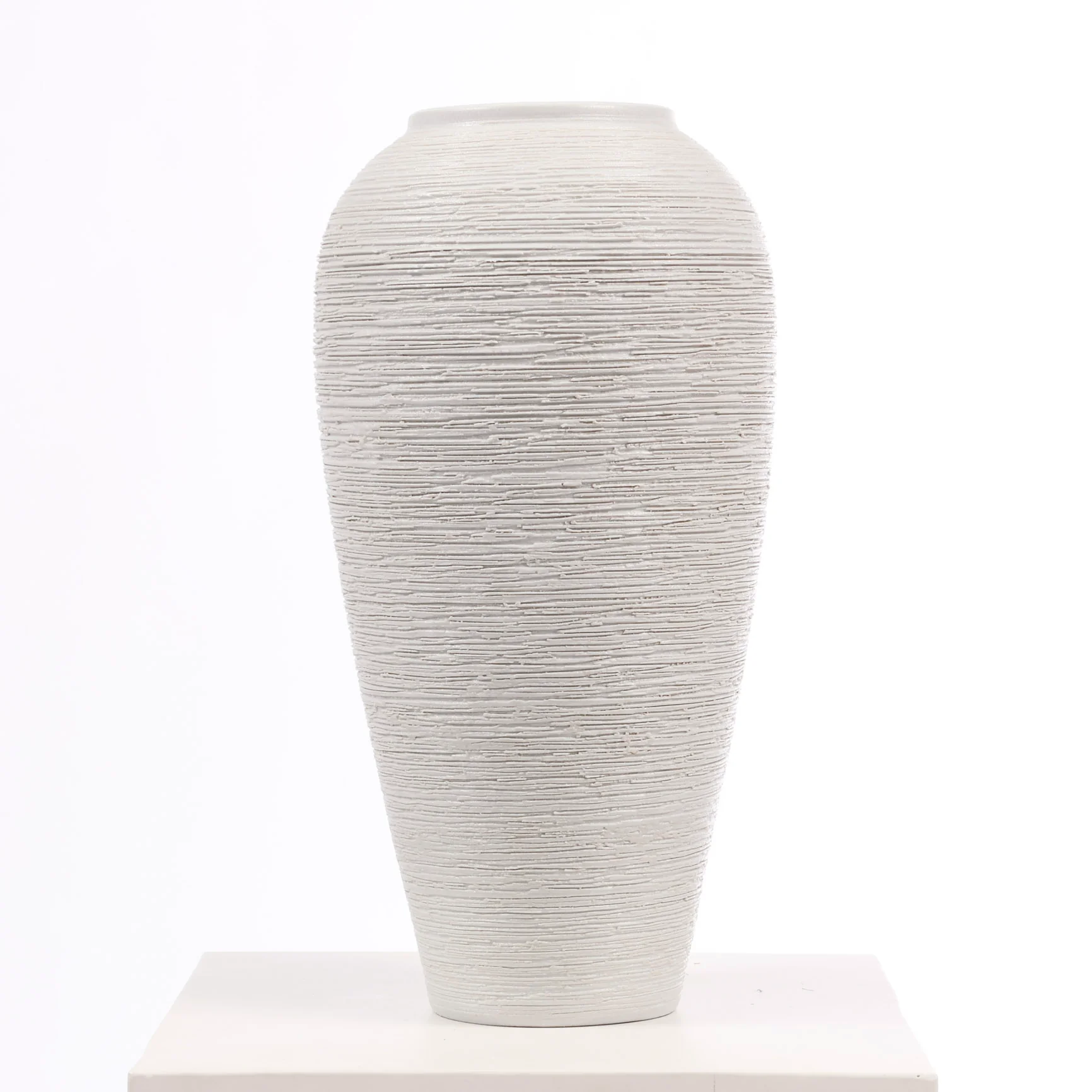 CLEARANCE Textured Centrepiece Urn Shaped Vase - Light Grey (18x34cm) - Image 2