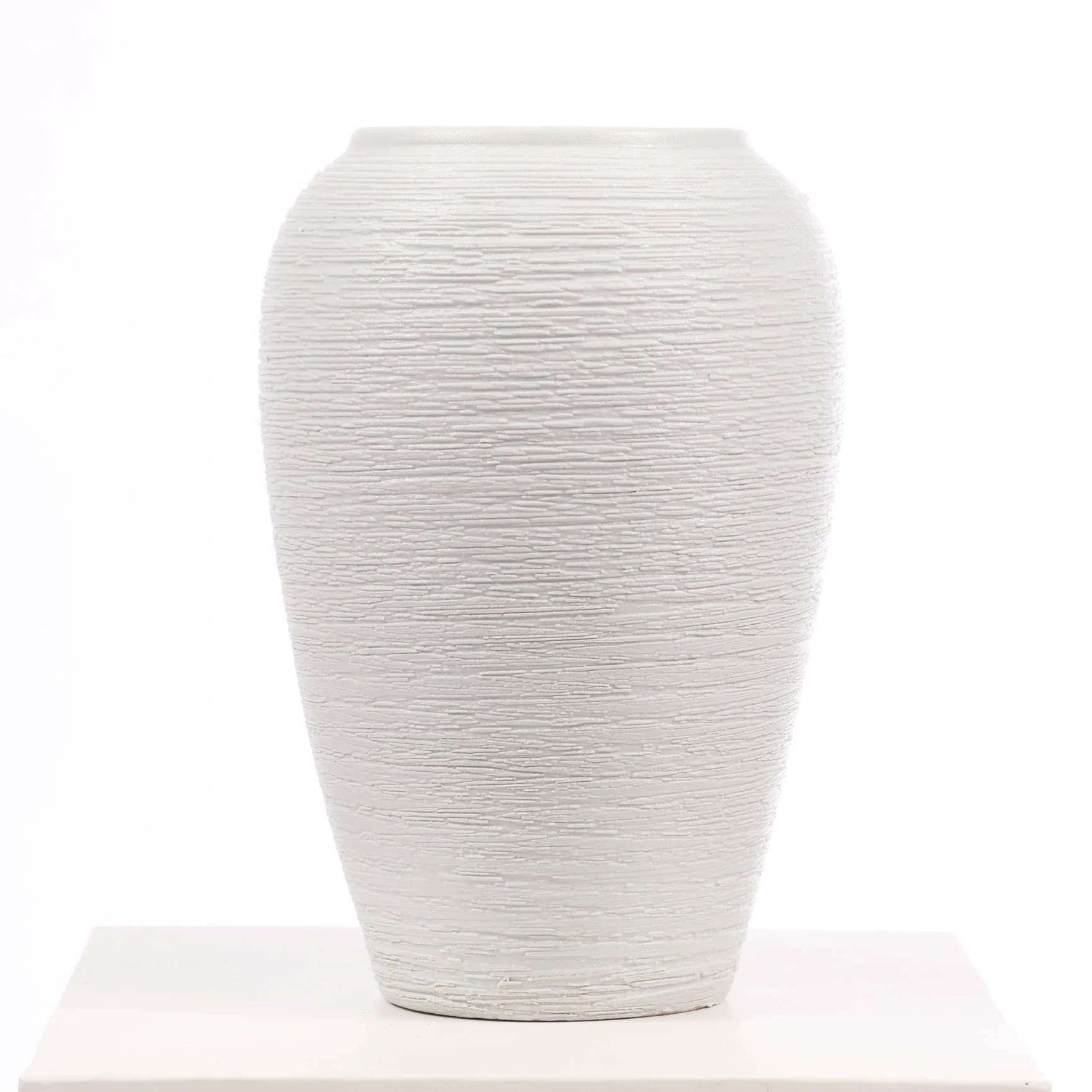 CLEARANCE Textured Centrepiece Urn Shaped Vase - Light Grey (19x27cm) - Image 2