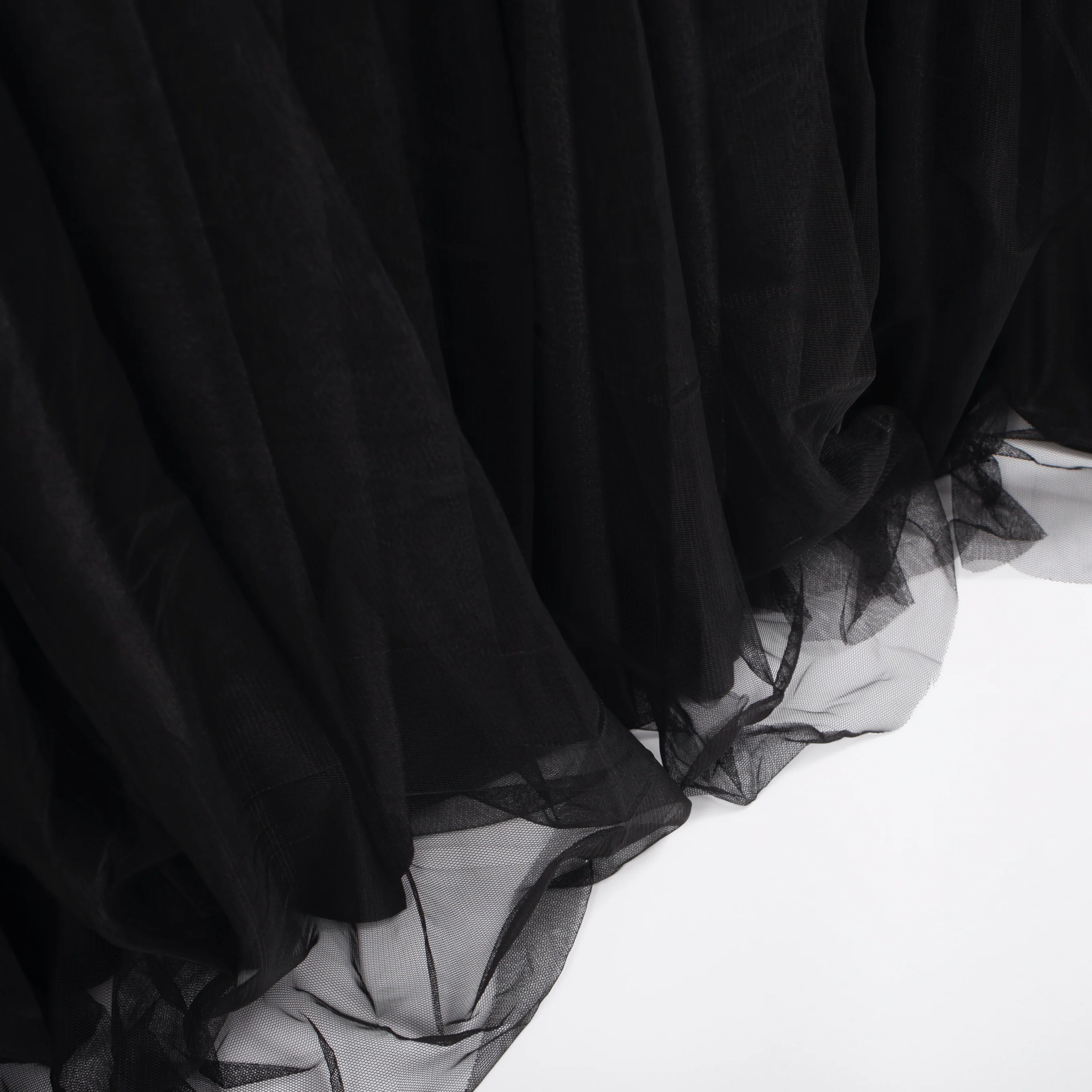 CLEARANCE Tulle and Ice Silk Layered Table Skirting + BONUS Clips - Black (5.2m) - Image 2